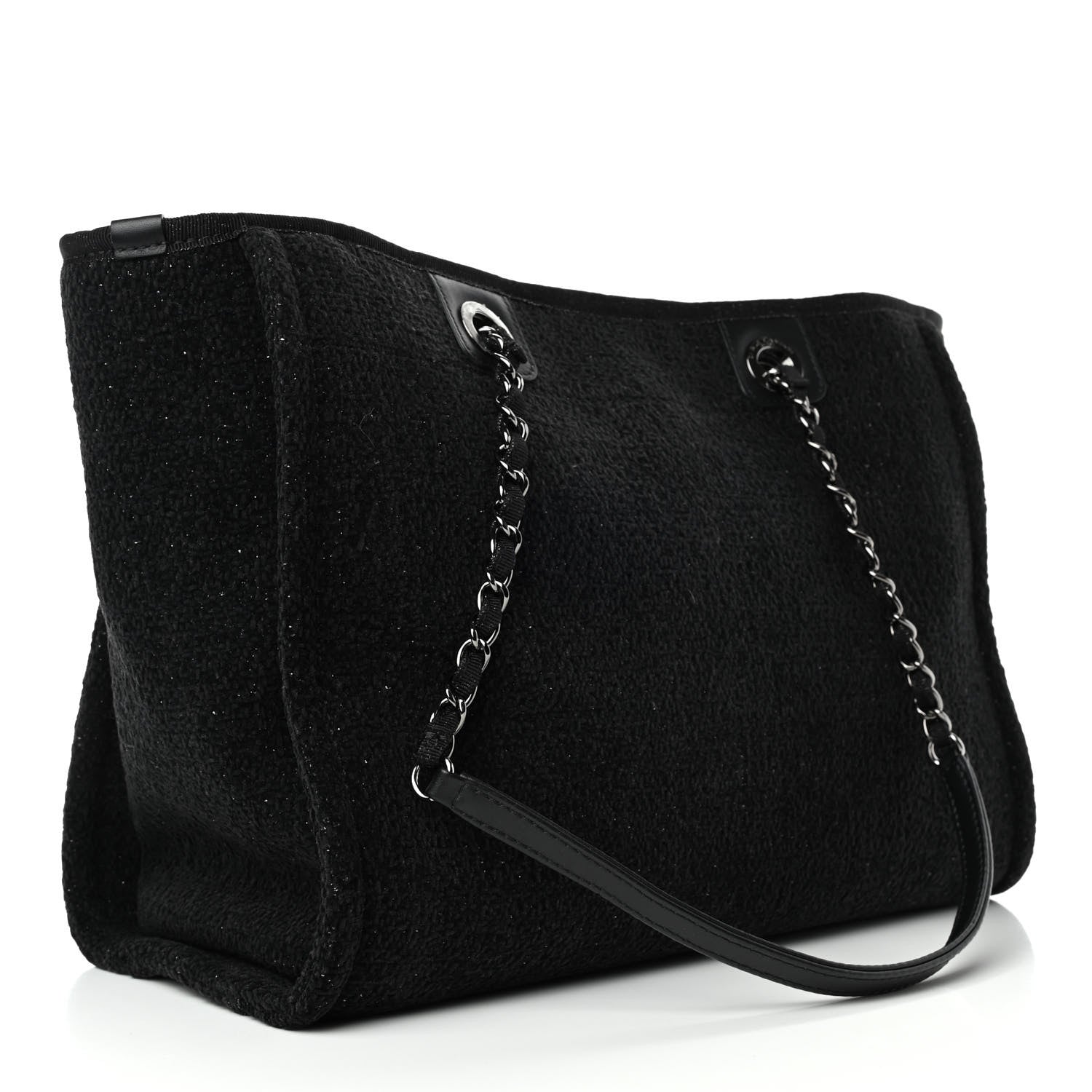 Chanel Lurex Canvas Small Deauville Tote Black 2 of 4