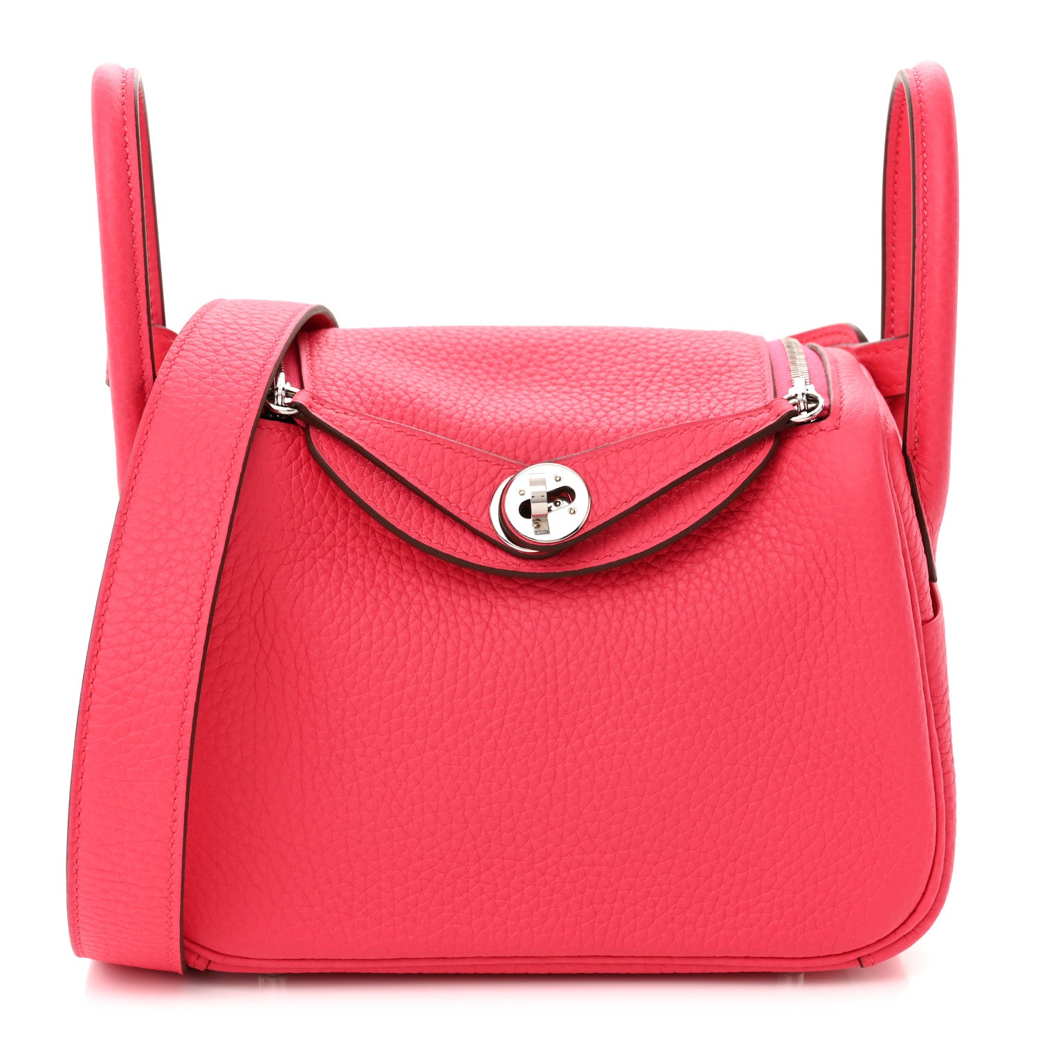 Hermes Taurillon Clemence Mini Lindy 20 Rose Extreme 1 of 11