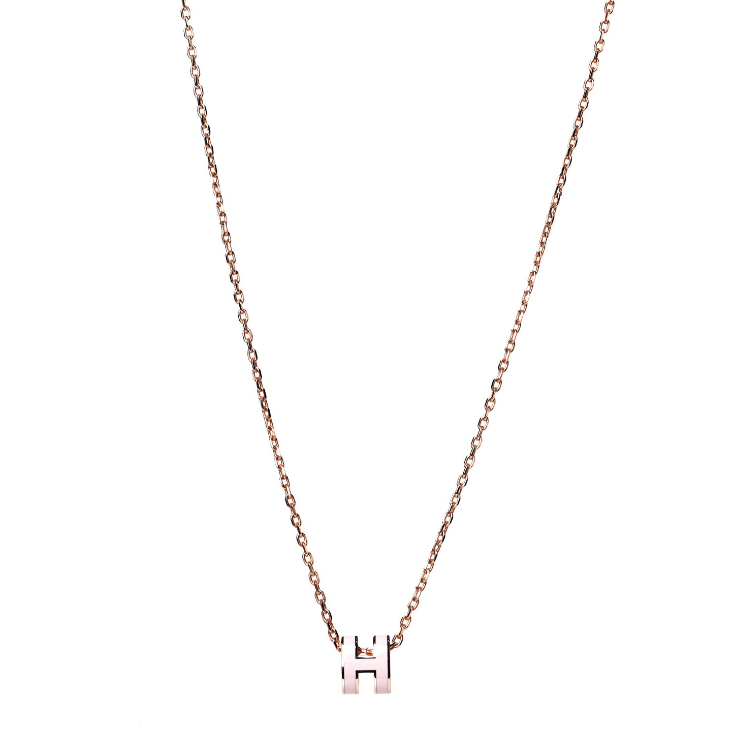 Lacquered Rose Gold Mini Pop H Pendant Necklace Rose Dragee