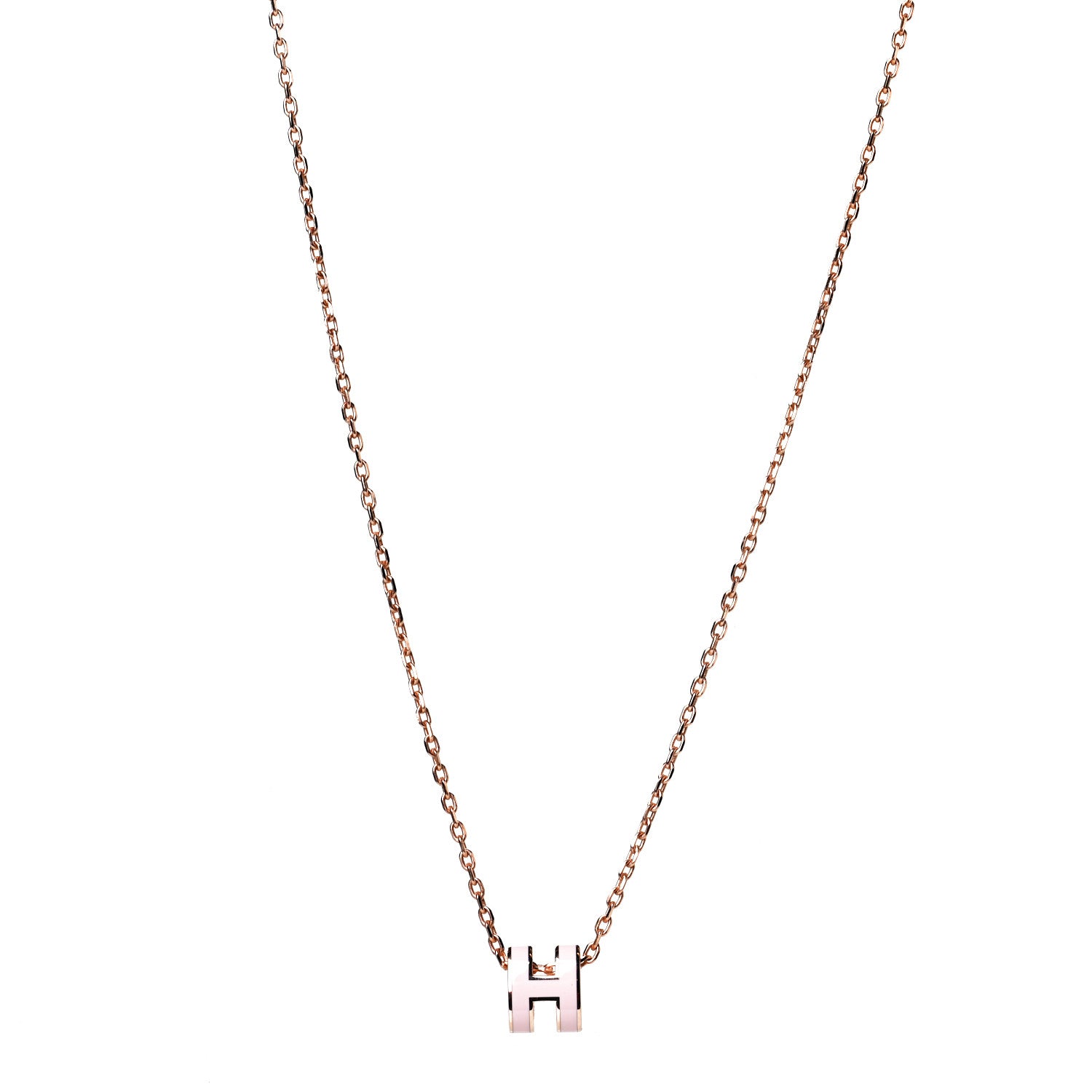 Hermes Lacquered Rose Gold Mini Pop H Pendant Necklace Rose Dragee 1 of 4