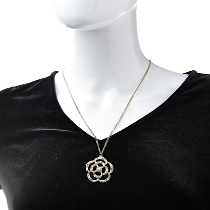 Chanel Crystal Pearl Camellia Necklace Gold 2 of 6
