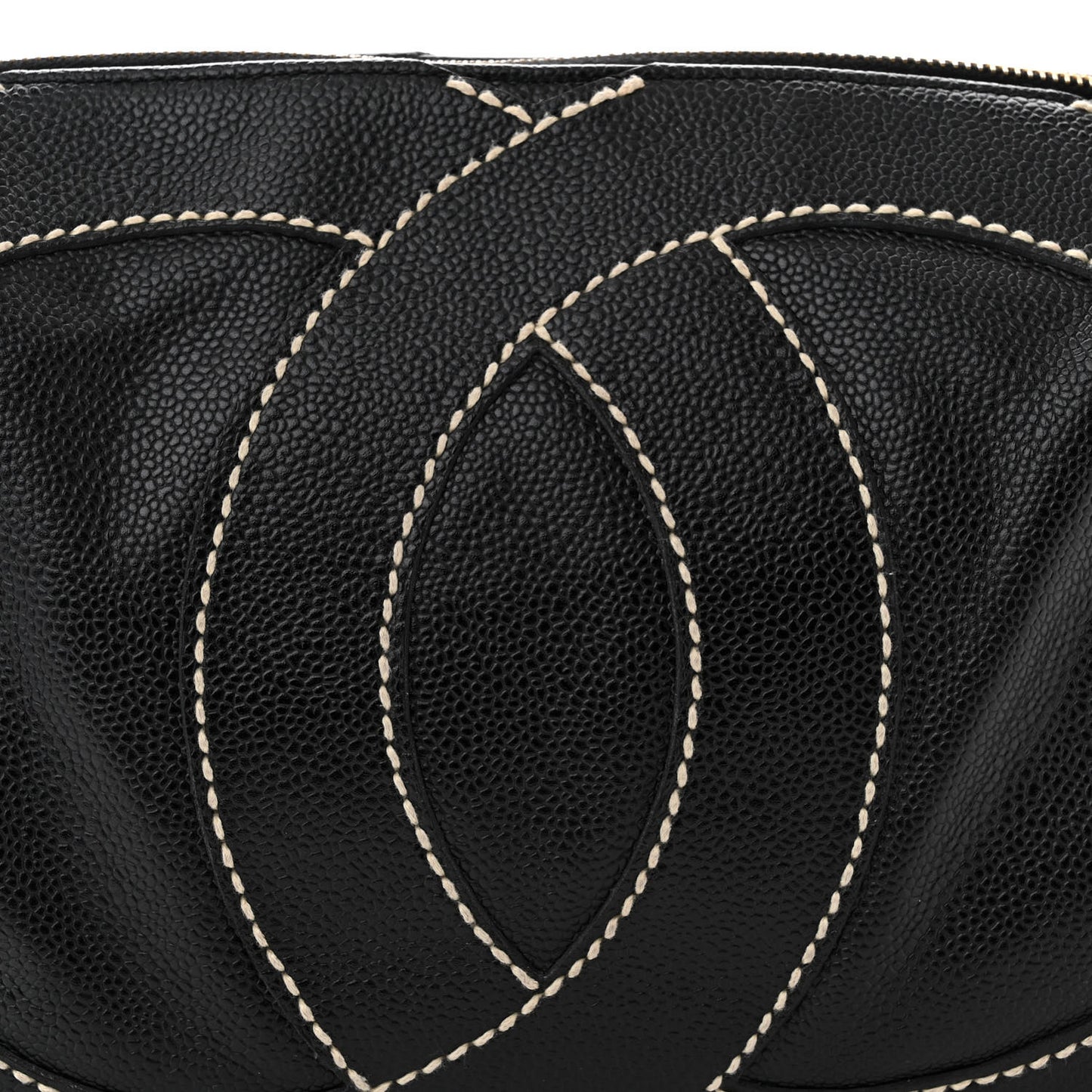 Caviar CC Stitched Medium Hobo Black