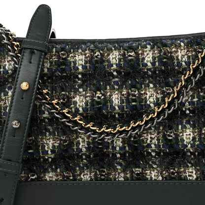 Chanel Tweed Calfskin Quilted Medium Gabrielle Hobo Dark Green 8 of 10