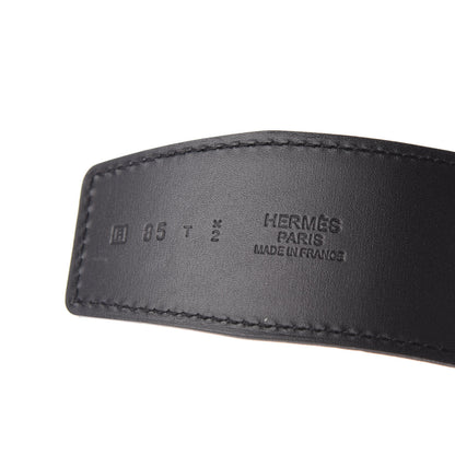 Hermes Chamonix Barenia 42mm Belt Strap 85 Black Fauve 3 of 5
