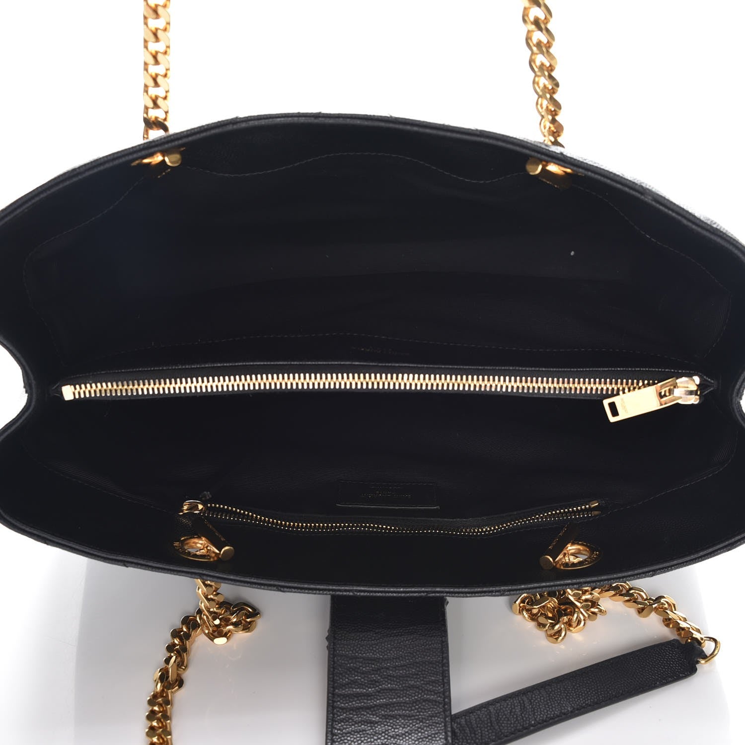 Saint Laurent Grain De Poudre Matelasse Chevron Monogram Shopping Bag Black 11 of 13