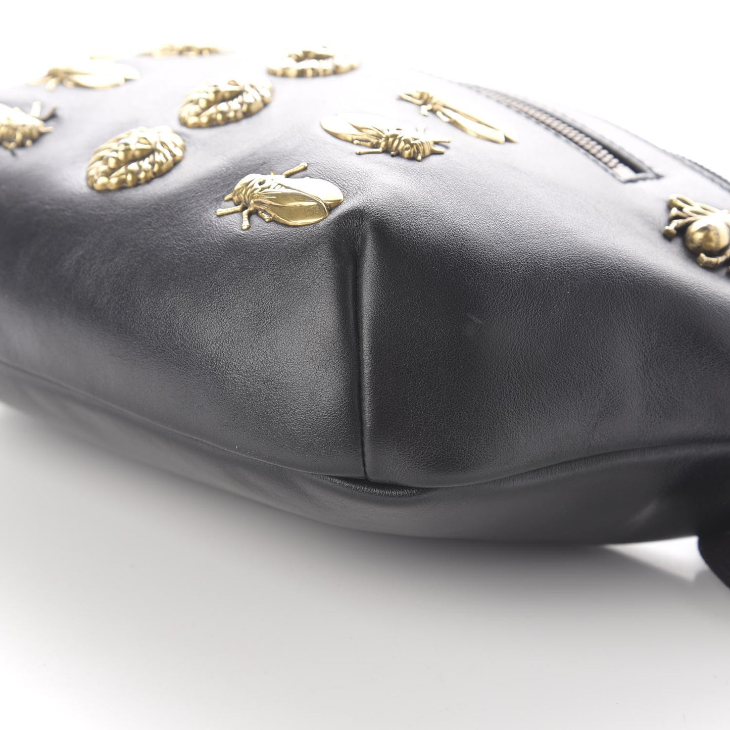 Calfskin Animal Studs Belt Bag Black