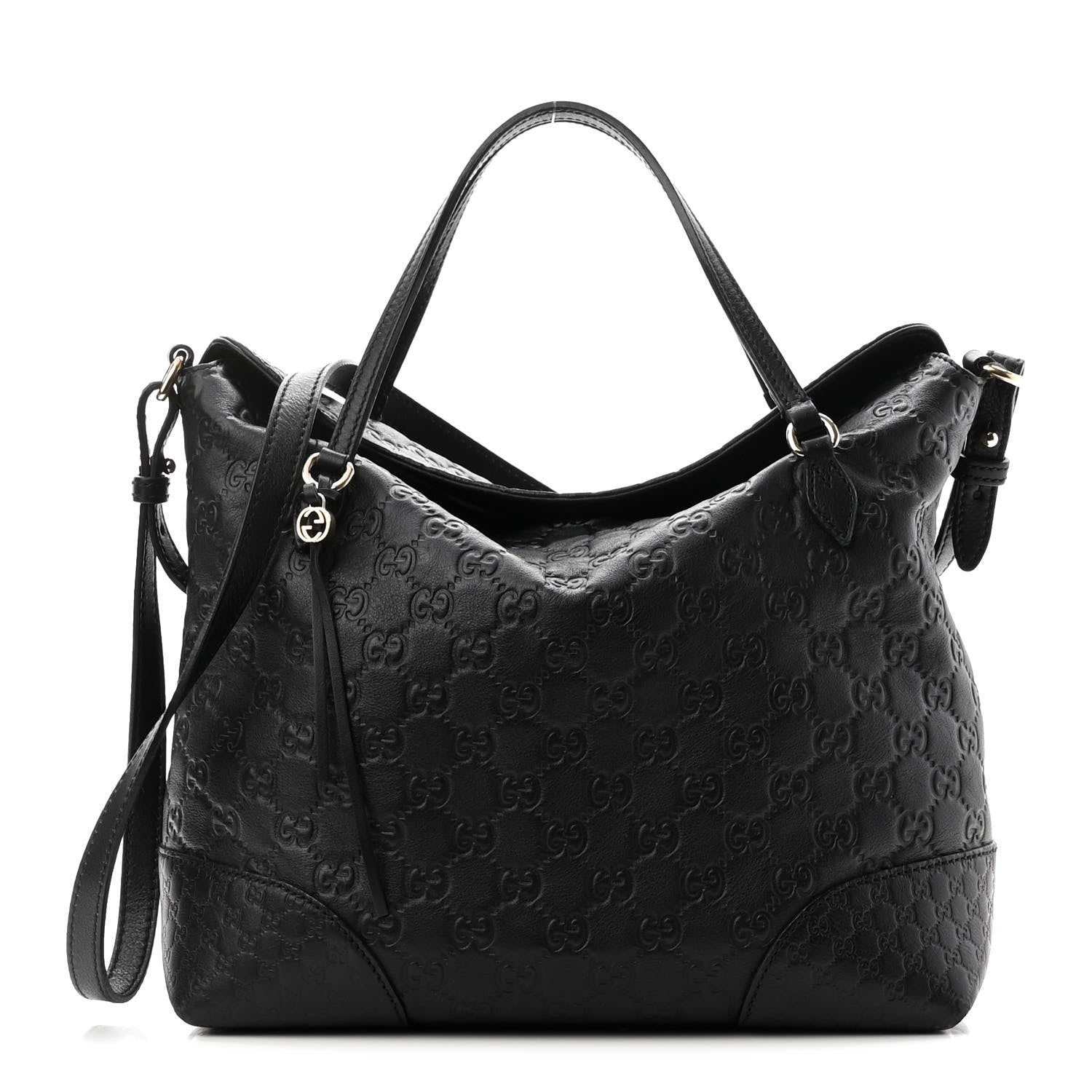 Gucci Guccissima Medium Bree Foldover Tote Black 1 of 11