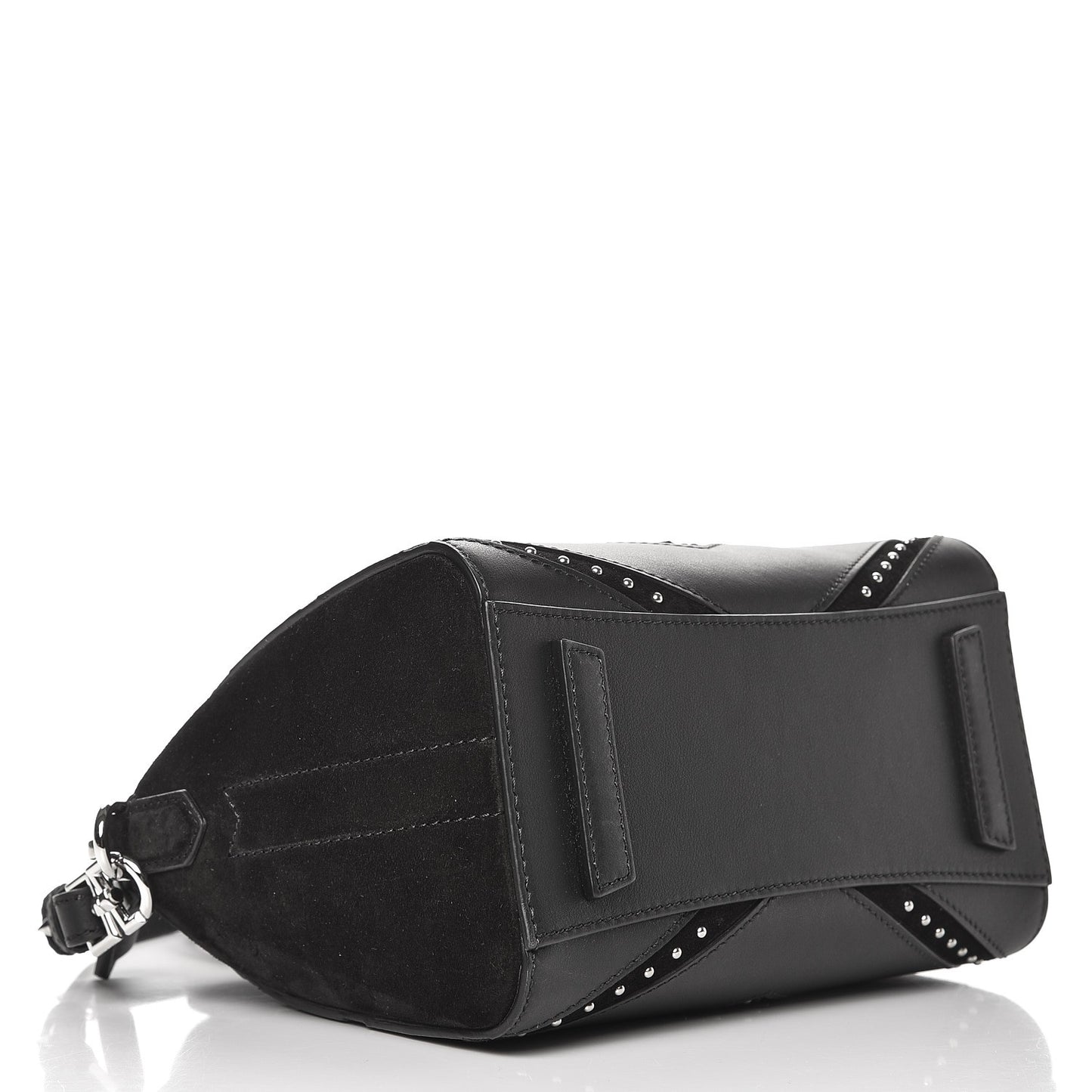 Calfskin Suede Mini Studded Chevron Antigona Black