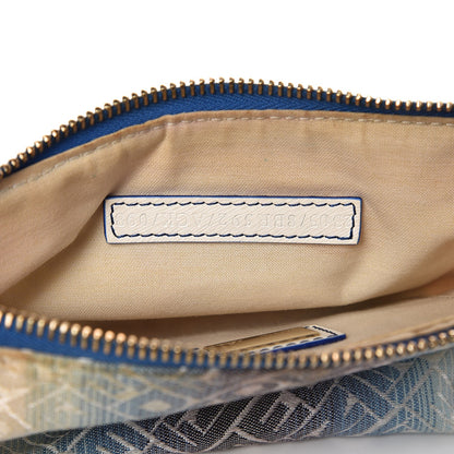 Fendi Canvas Ombre Logo Chain Strap Pochette Blue White 7 of 16
