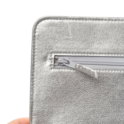 Chanel Metallic Galuchat Stingray Lambskin Boy Wallet On Chain WOC Silver 10 of 14