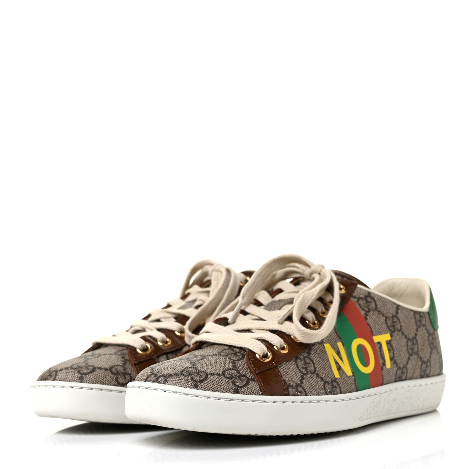 Gucci GG Supreme Monogram Fake/Not Womens Ace Sneakers 38 Beige New Shamarock Brown Sugar 3 of 10