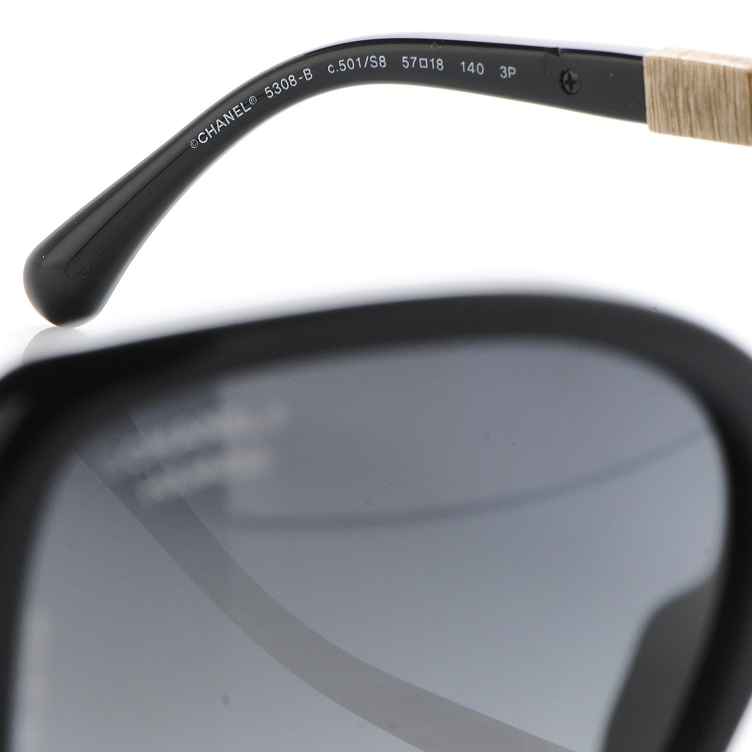 Chanel Baguette Crystal Polarized Square Sunglasses 5308-B Black 5 of 8