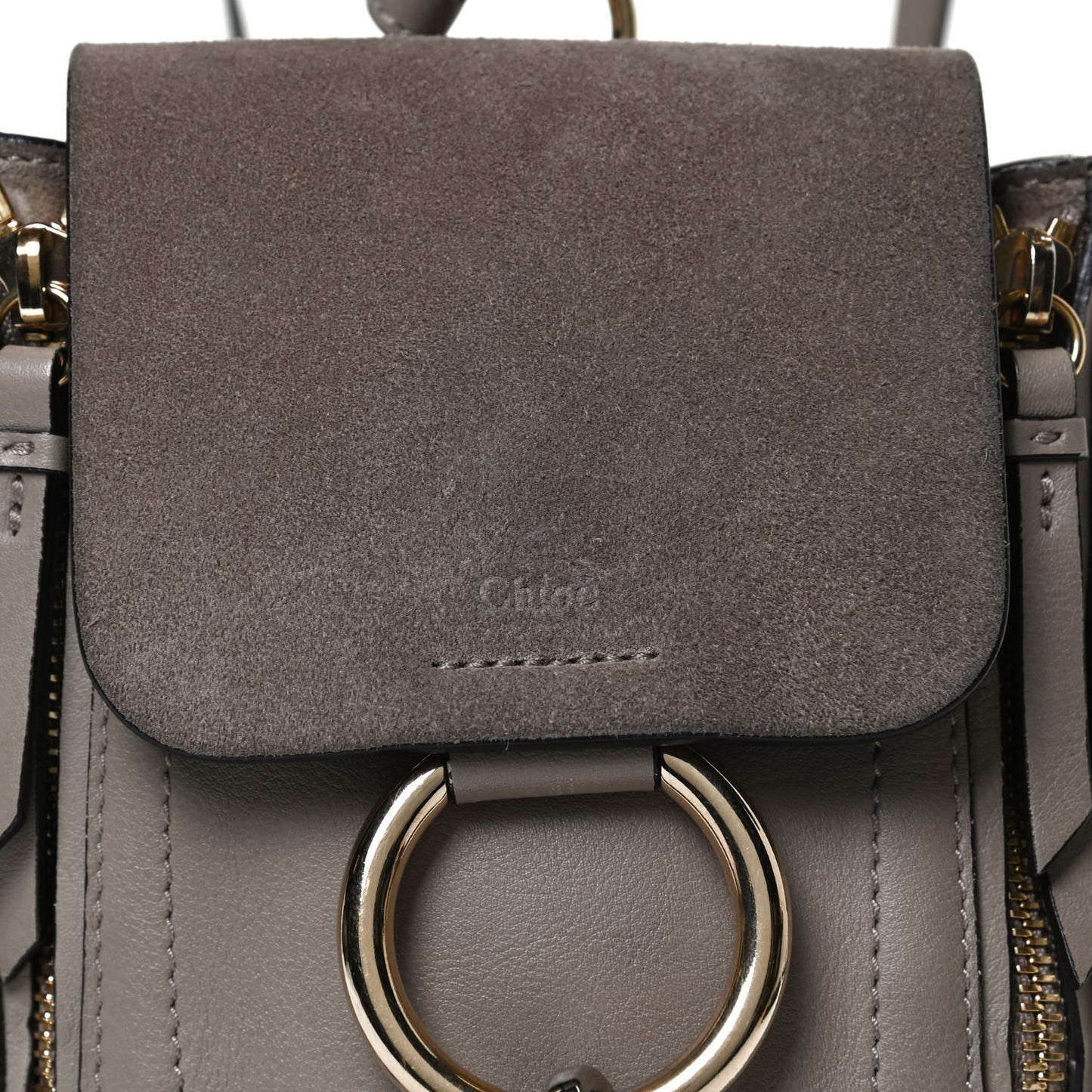 Suede Calfskin Mini Faye Backpack Motty Grey