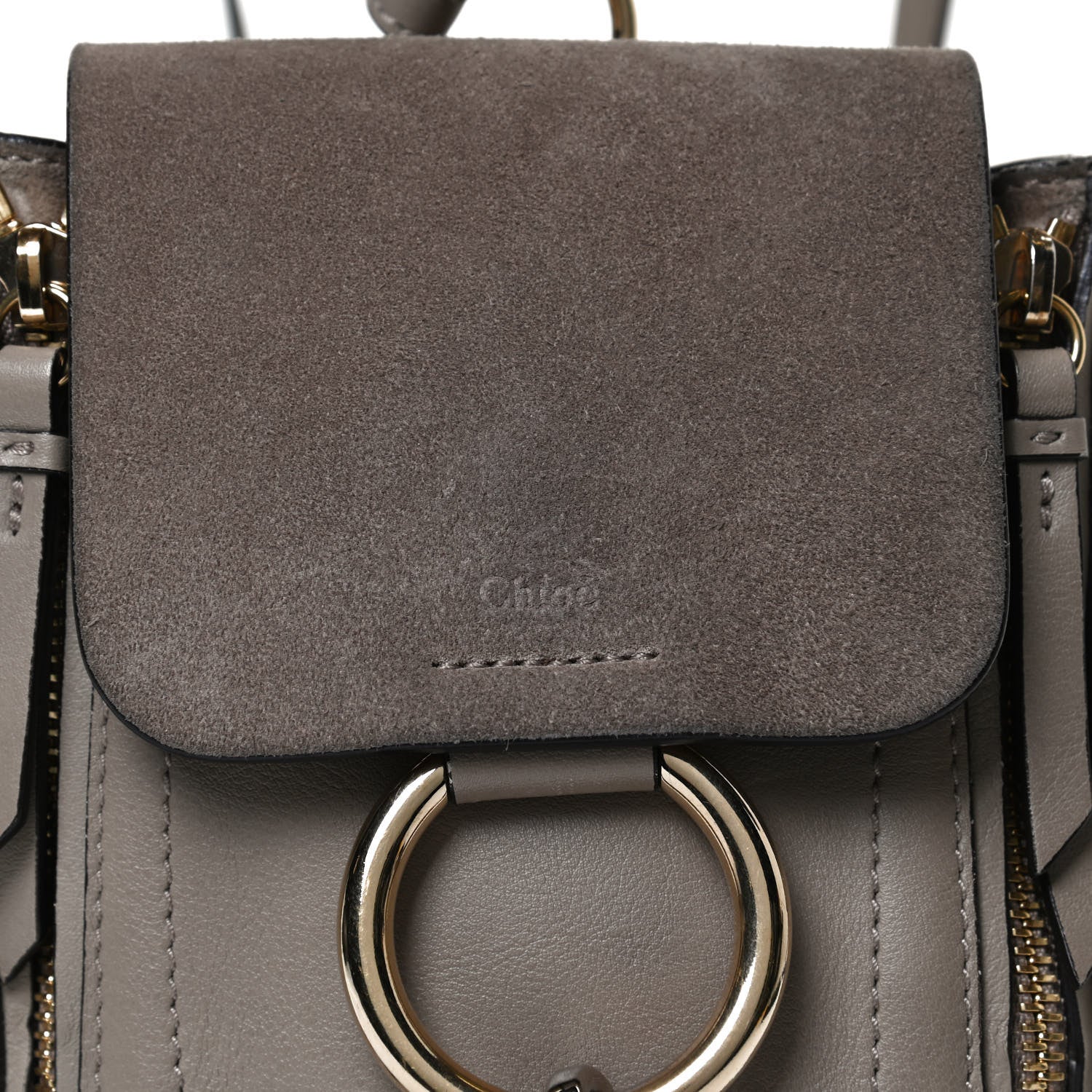 Chloe Suede Calfskin Mini Faye Backpack Motty Grey 8 of 13