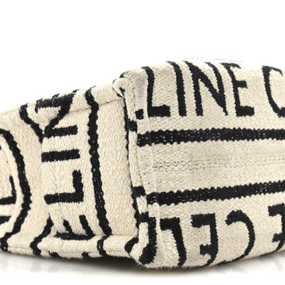 Celine Canvas Small All Over Cabas Thais White Black 9 of 11