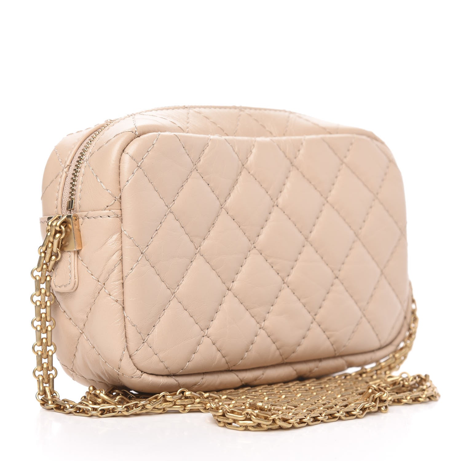 Chanel Aged Calfskin Quilted Mini Reissue Camera Case Beige Clair 3 of 10