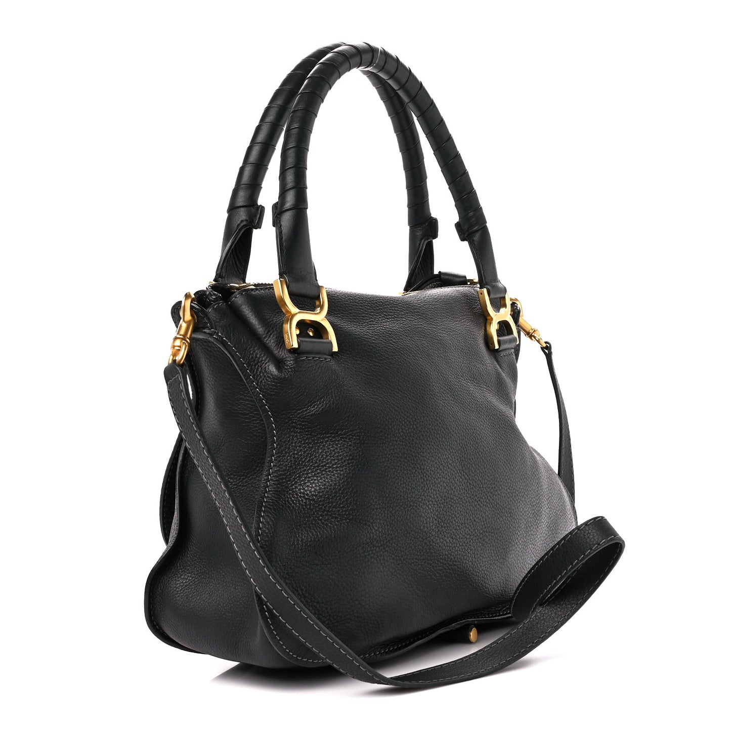 Calfskin Medium Marcie Satchel Black
