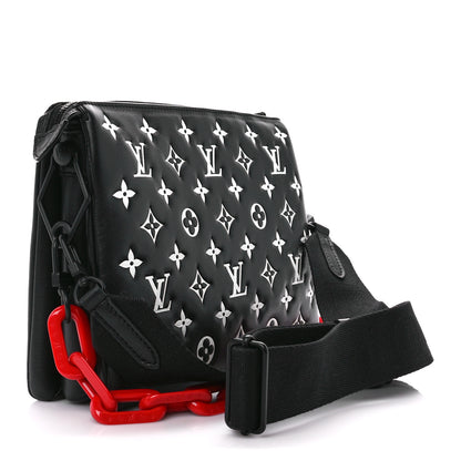 Louis Vuitton Lambskin Embossed Monogram Coussin PM Black White 3 of 11