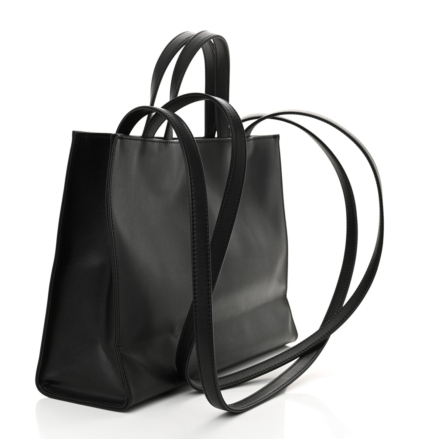 Vegan Leather Medium Shopping Bag Black