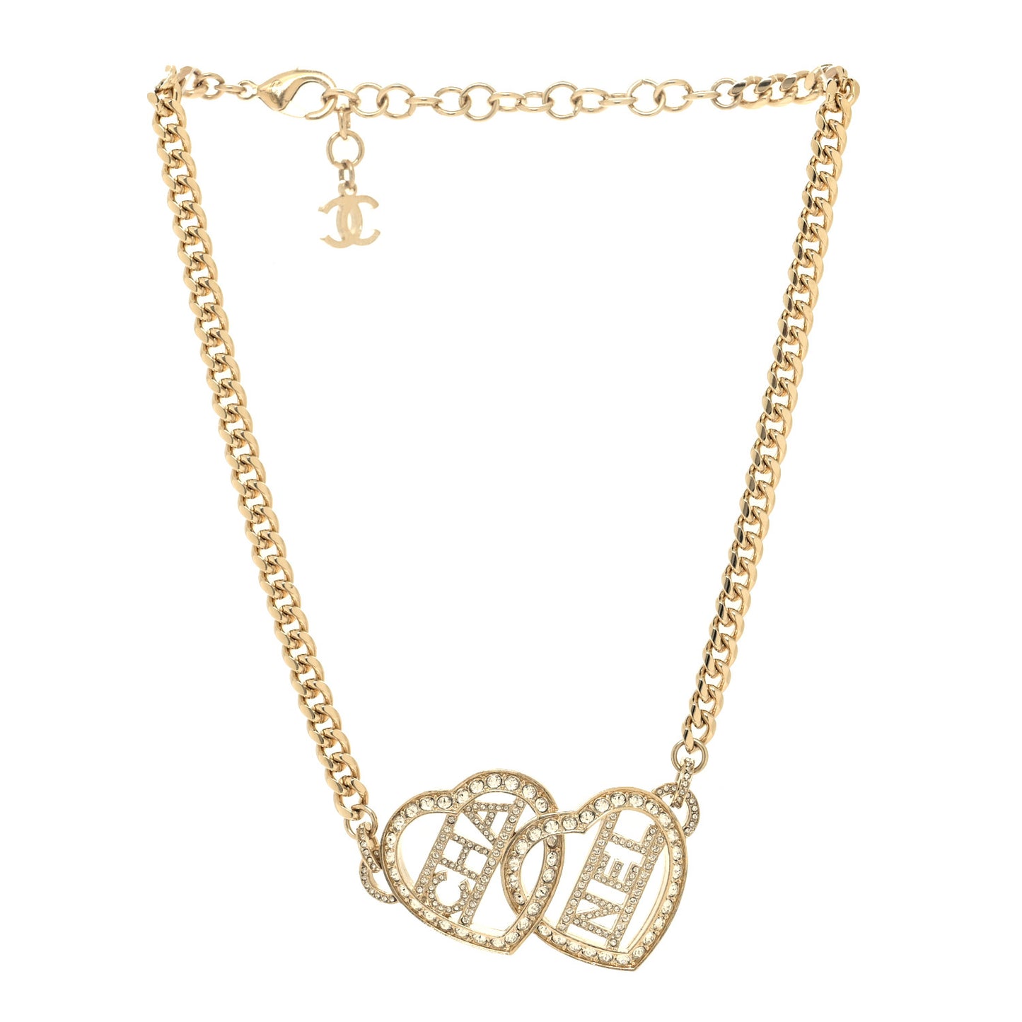 Crystal Logo Heart Choker Gold