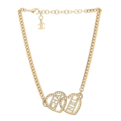 Chanel Crystal Logo Heart Choker Gold 3 of 6