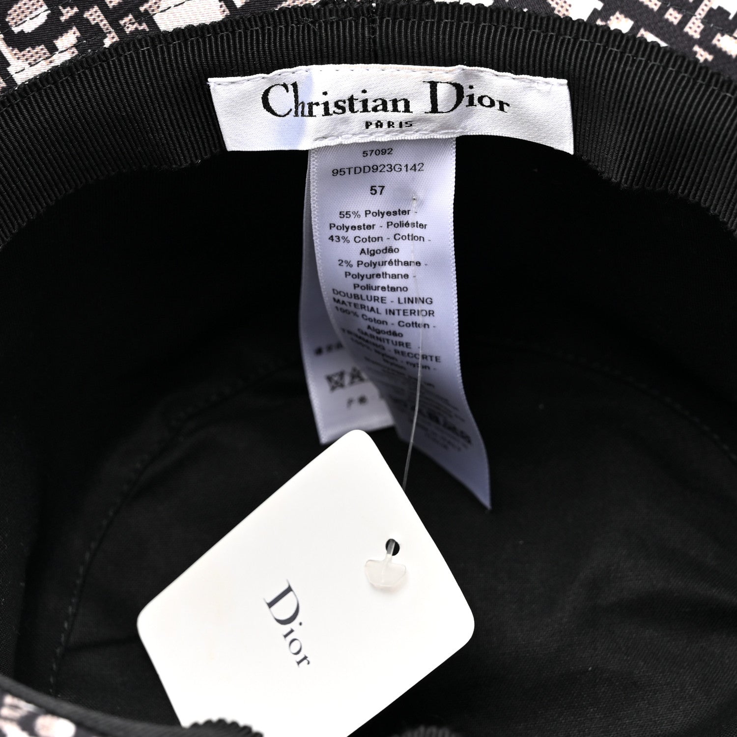 Christian Dior Cotton Large Brim Bucket Hat with Veil 57 Green Black 8 of 8
