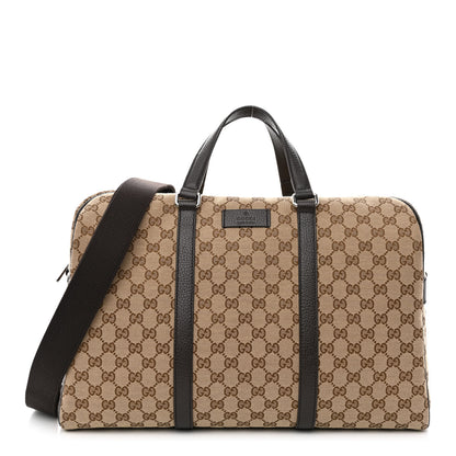 Gucci Monogram Dollar Calfskin Boston Duffle Bag Beige Ebony Testa di Moro Marrone Scuro 1 of 11