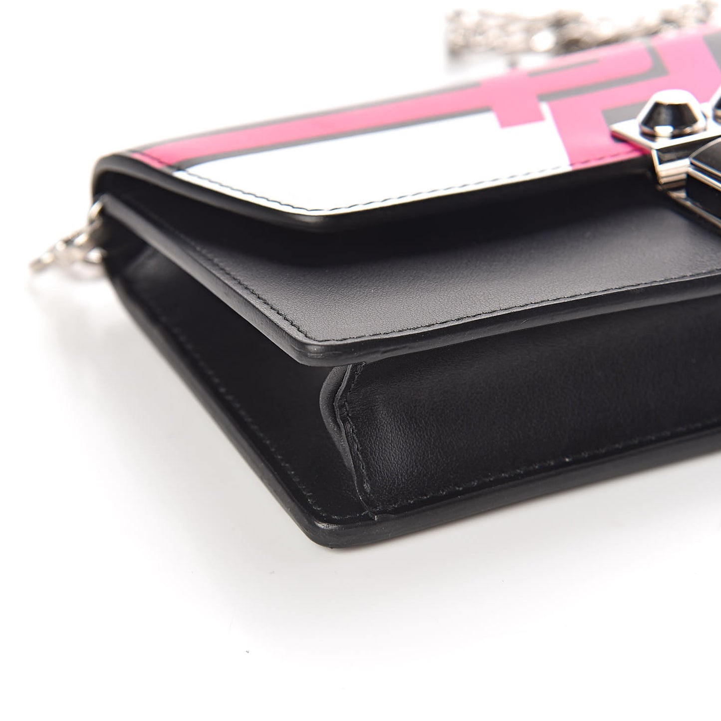City Calfskin Racing Logo Mini Elektra Crossbody Bag Fuxia Black