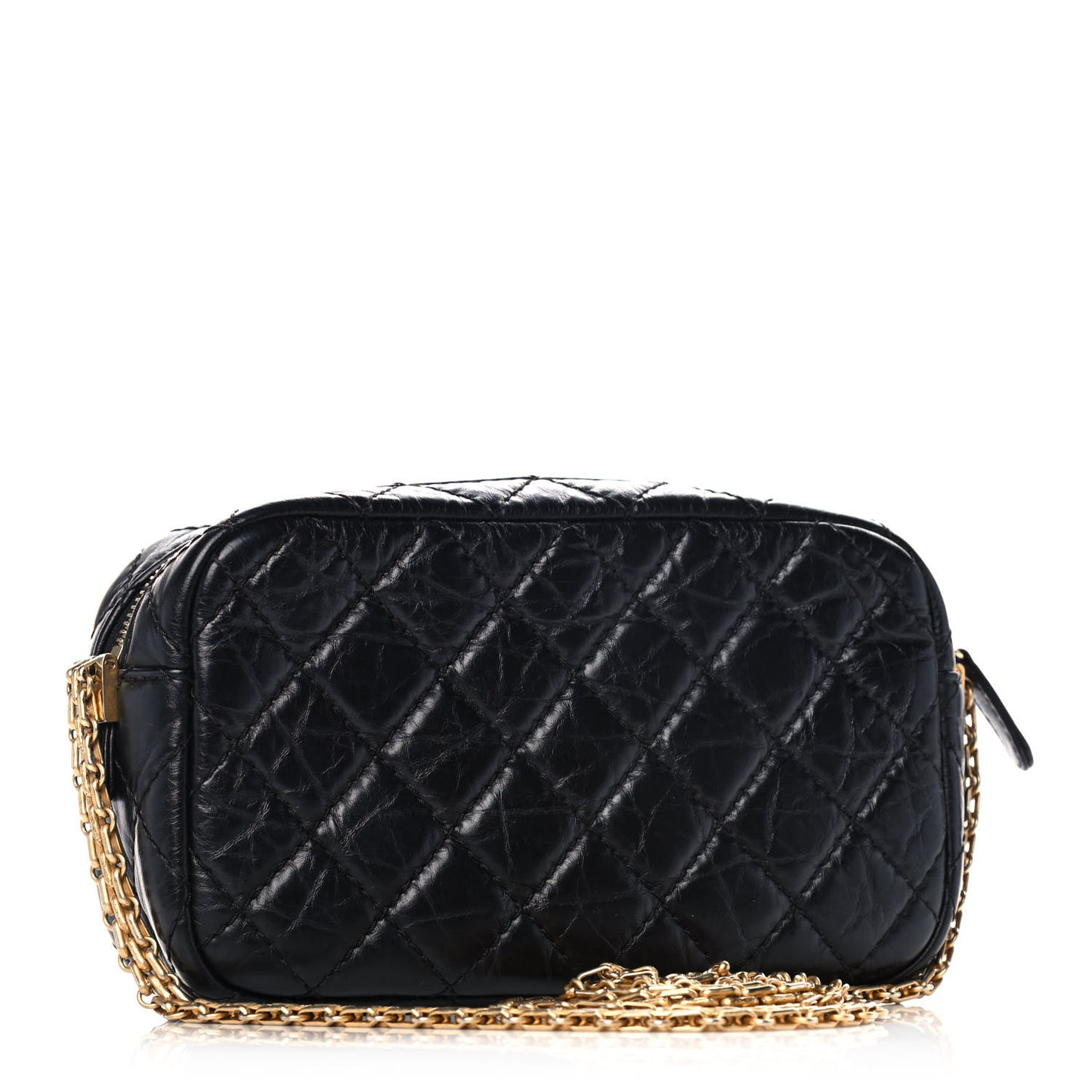 Aged Calfskin Quilted Mini Lucky Charm Reissue Camera Case Black