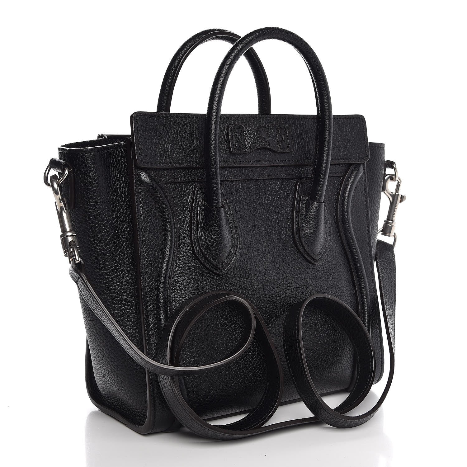 Celine Drummed Calfskin Nano Luggage Black 4 of 8