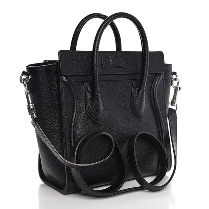 Celine Drummed Calfskin Nano Luggage Black 4 of 8