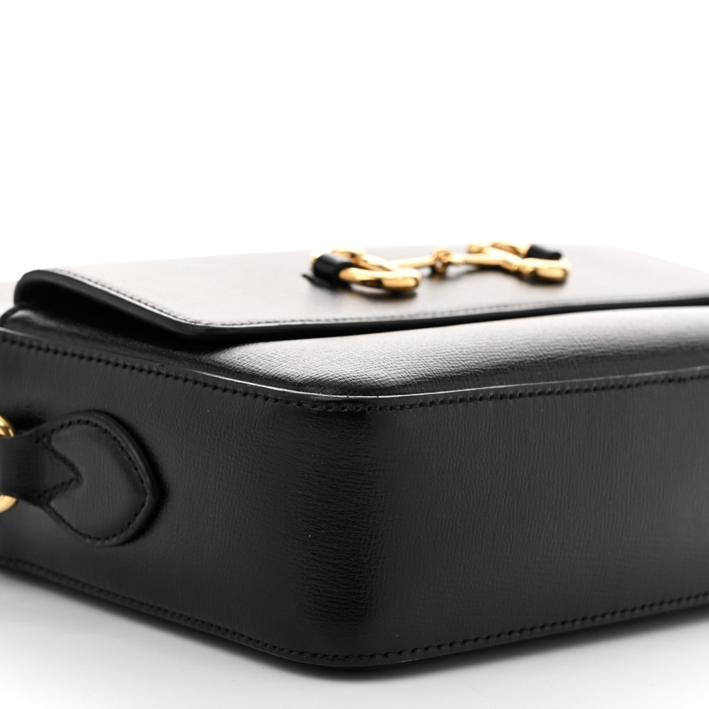 Textured Calfskin Small Horsebit 1955 Shoulder Bag Black