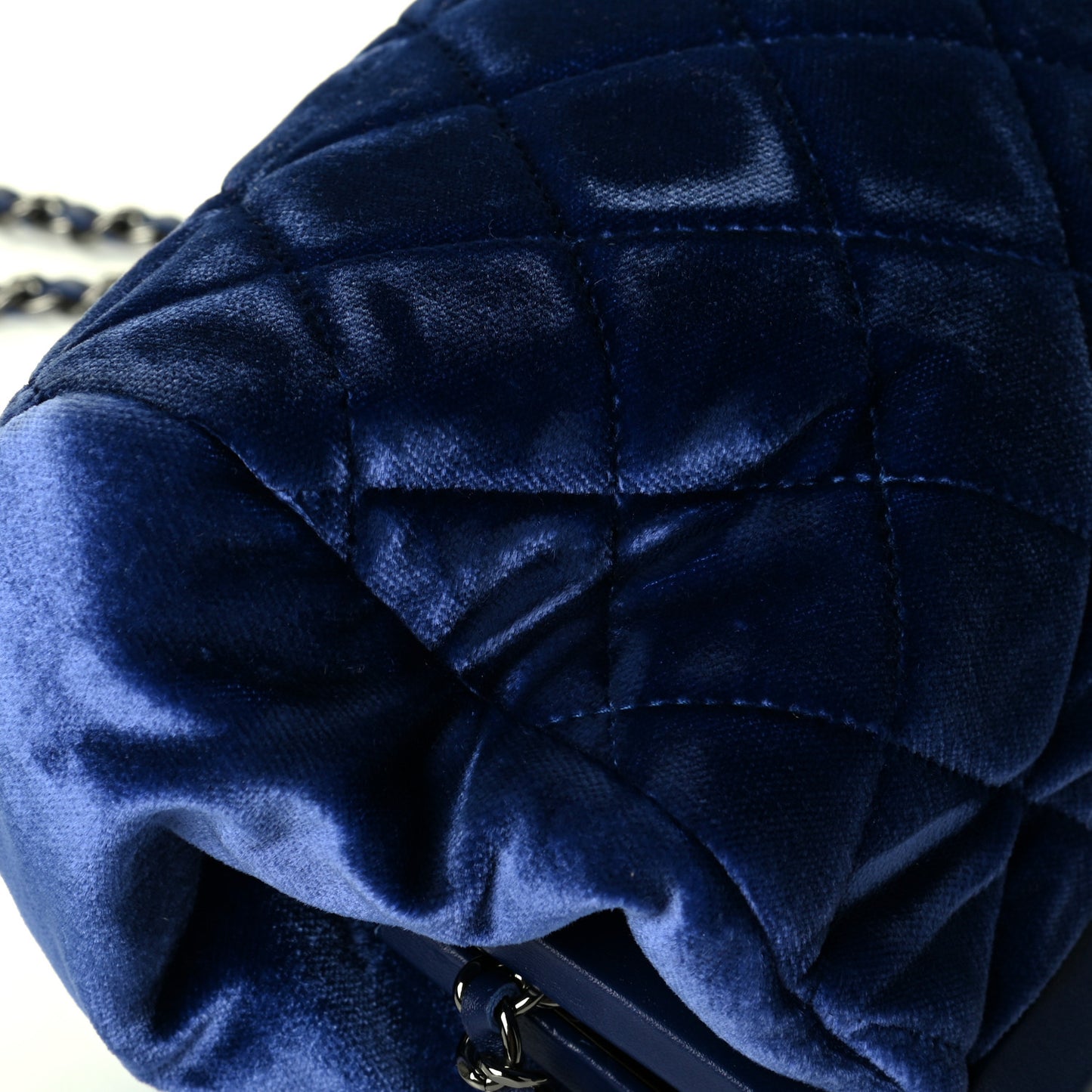Velvet Quilted Kiss Lock Evening Bag Blue