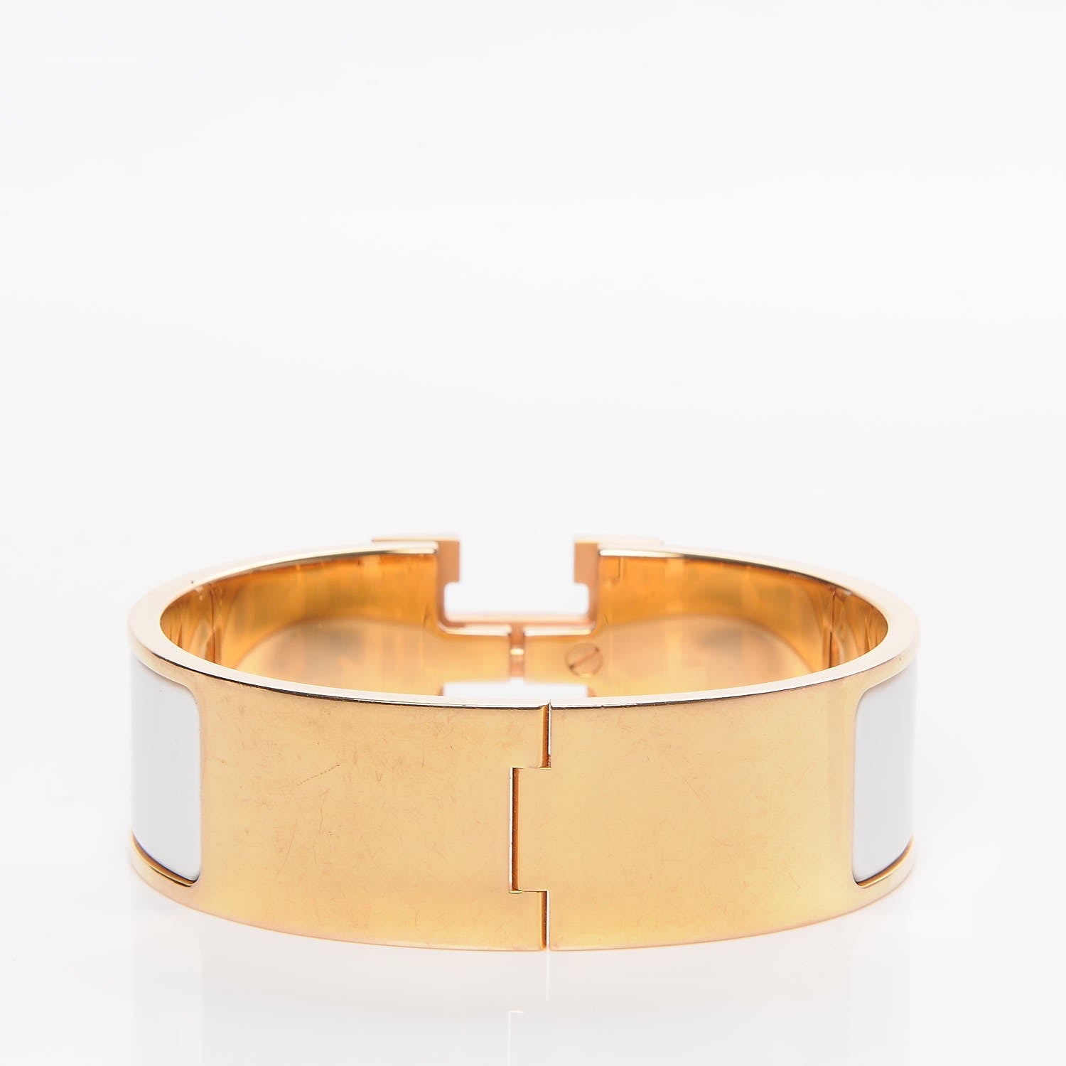 Hermes Enamel Wide Clic Clac H Bracelet GM White 3 of 5