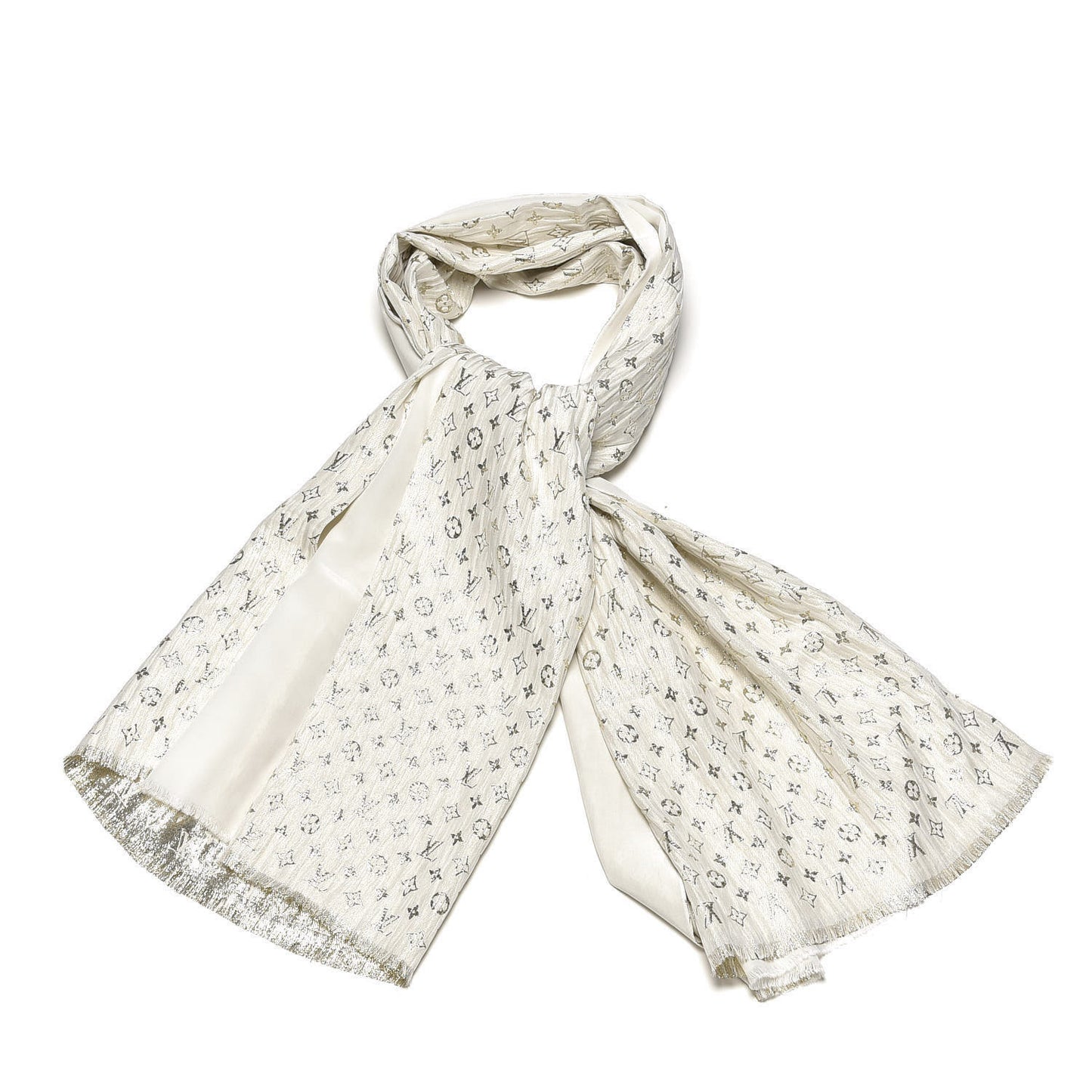 Silk Monogram So Glitter Stole White