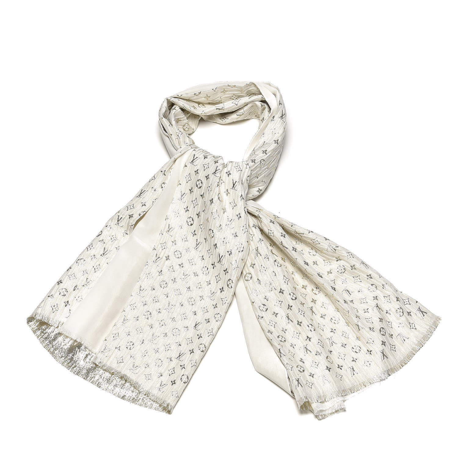 Louis Vuitton Silk Monogram So Glitter Stole White 1 of 4