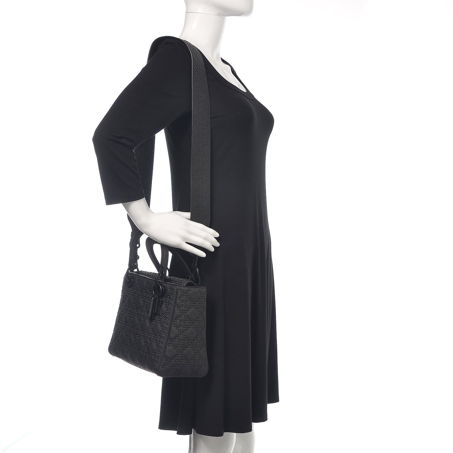 Christian Dior UItra Matte Calfskin Cannage Studded Medium Supple Lady Dior Black 2 of 11