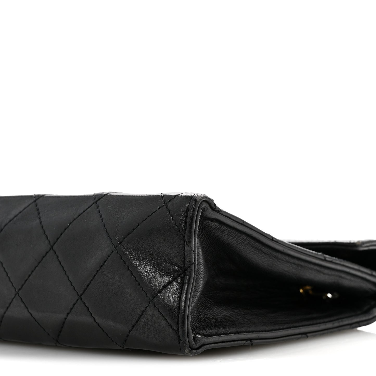 Lambskin Quilted Envelope Flap Black