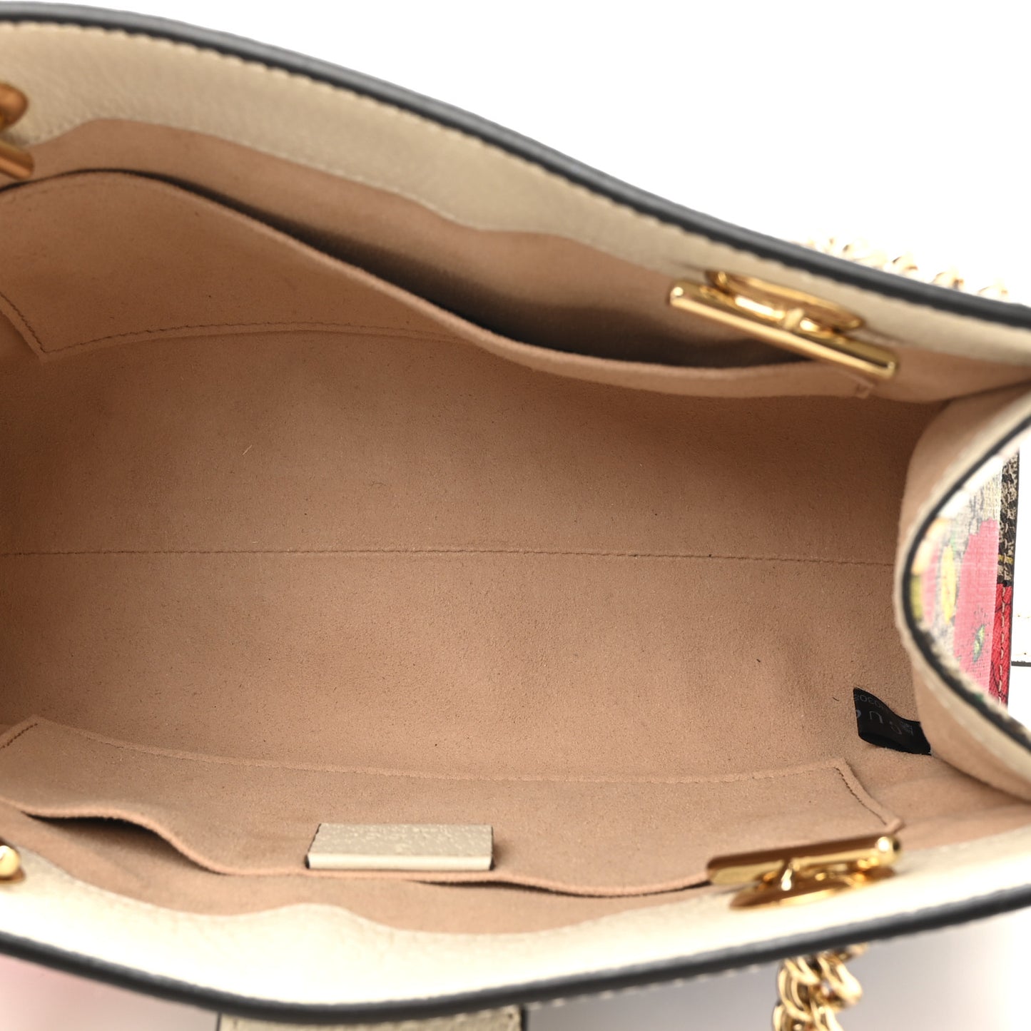 GG Supreme Monogram Flora Textured Calfskin Small Padlock Tote Beige Ebony Multicolor Mystic White
