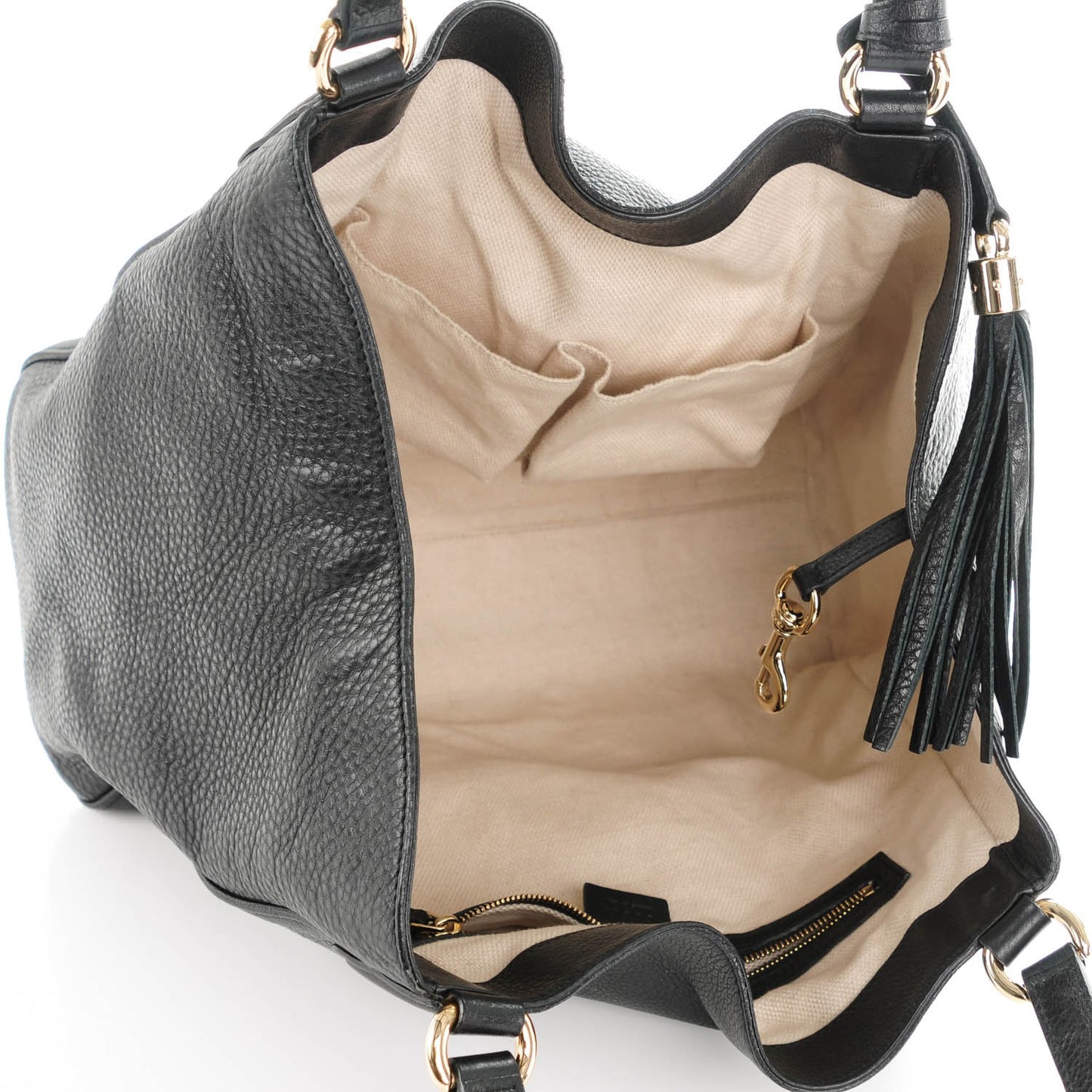 Pebbled Calfskin Medium Soho Shoulder Bag Black