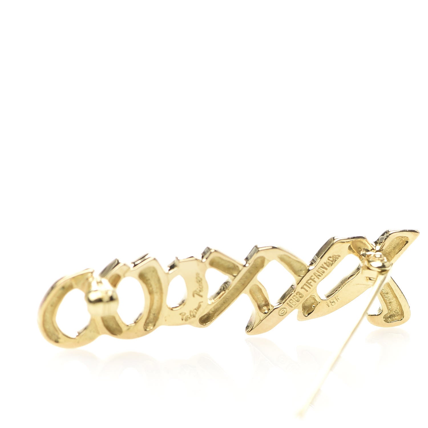 Tiffany 18K Yellow Gold Paloma's Graffiti Love and Kisses Brooch 3 of 4