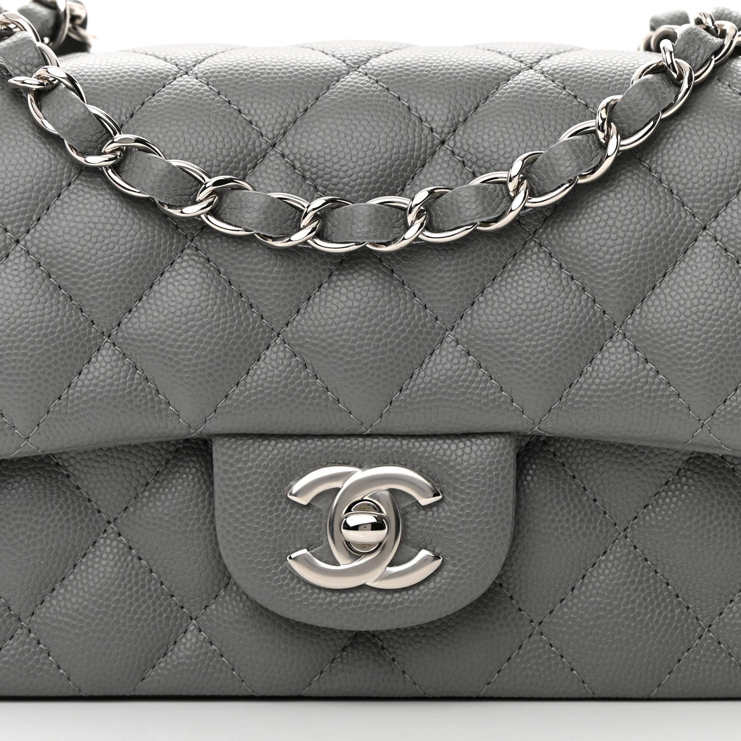 Chanel Caviar Quilted Mini Rectangular Flap Grey 8 of 13