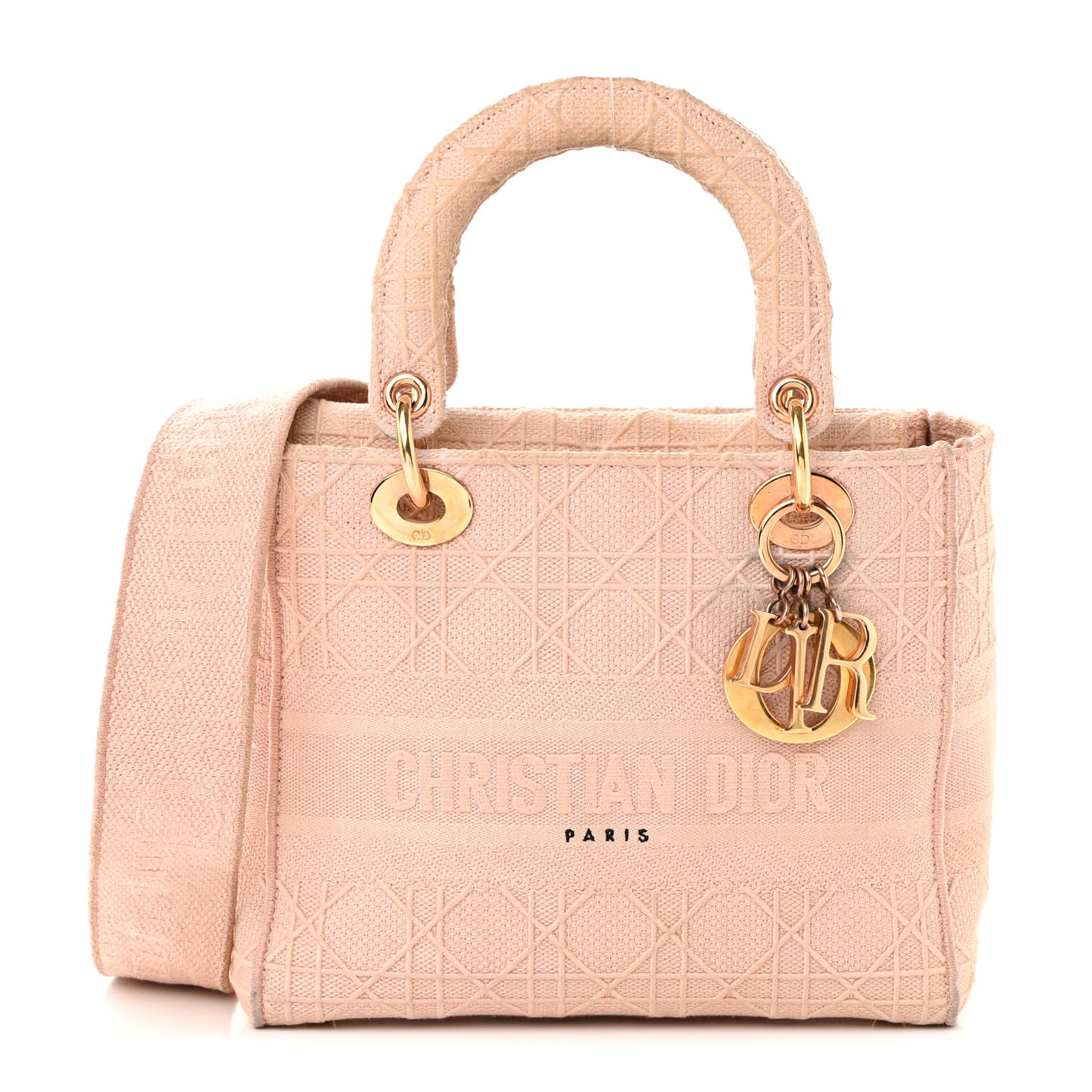 Canvas Embroidered Cannage Medium Lady D-Lite Pink