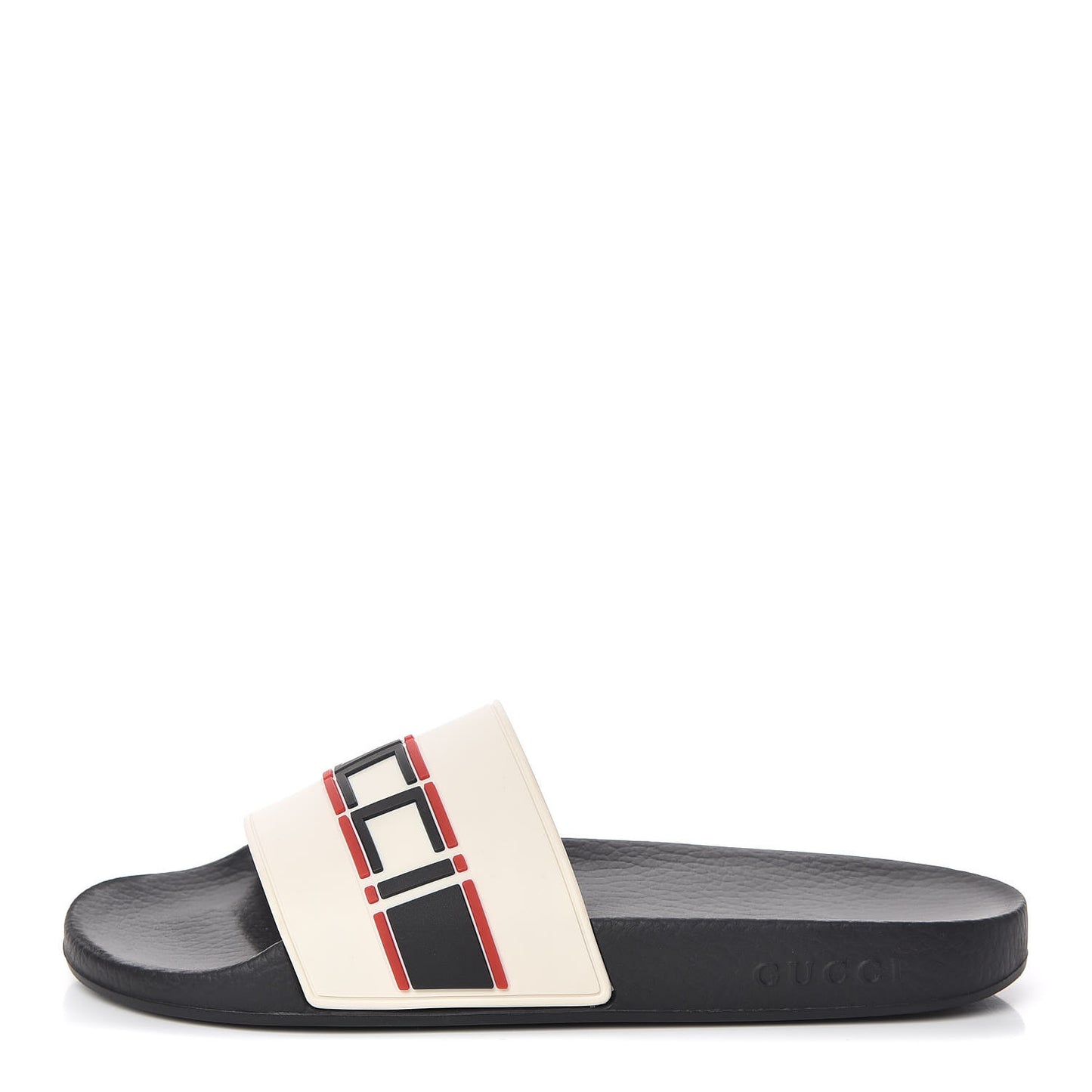 Rubber Stripe Womens Pool Slide Sandals 40 Ecru Poppy Black