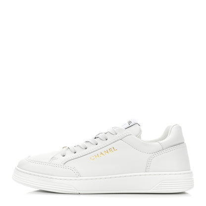 Chanel Calfskin Womens CC Logo Sneakers 38 White 1 of 9