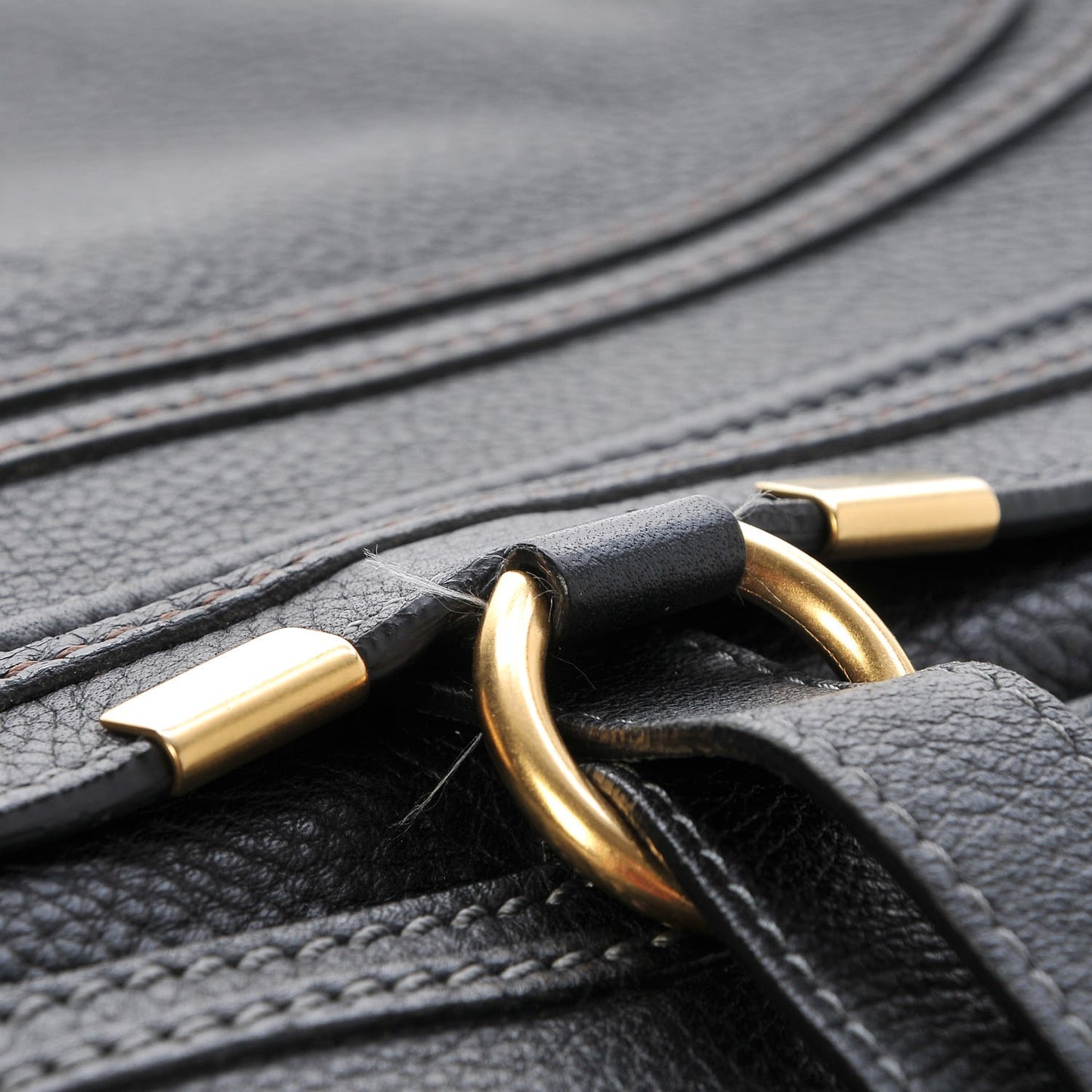 Calfskin Large Marcie Satchel Black