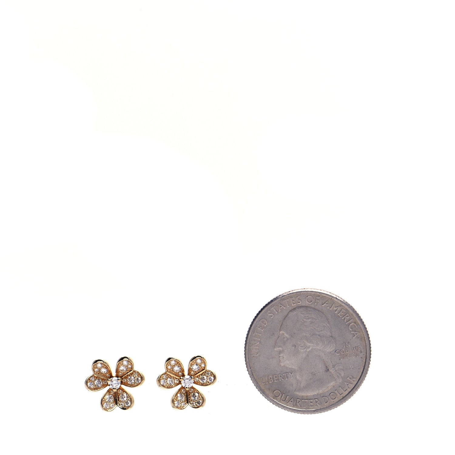 Van Cleef & Arpels 18K Yellow Gold Diamond Mini Frivole Pave Earrings 2 of 6