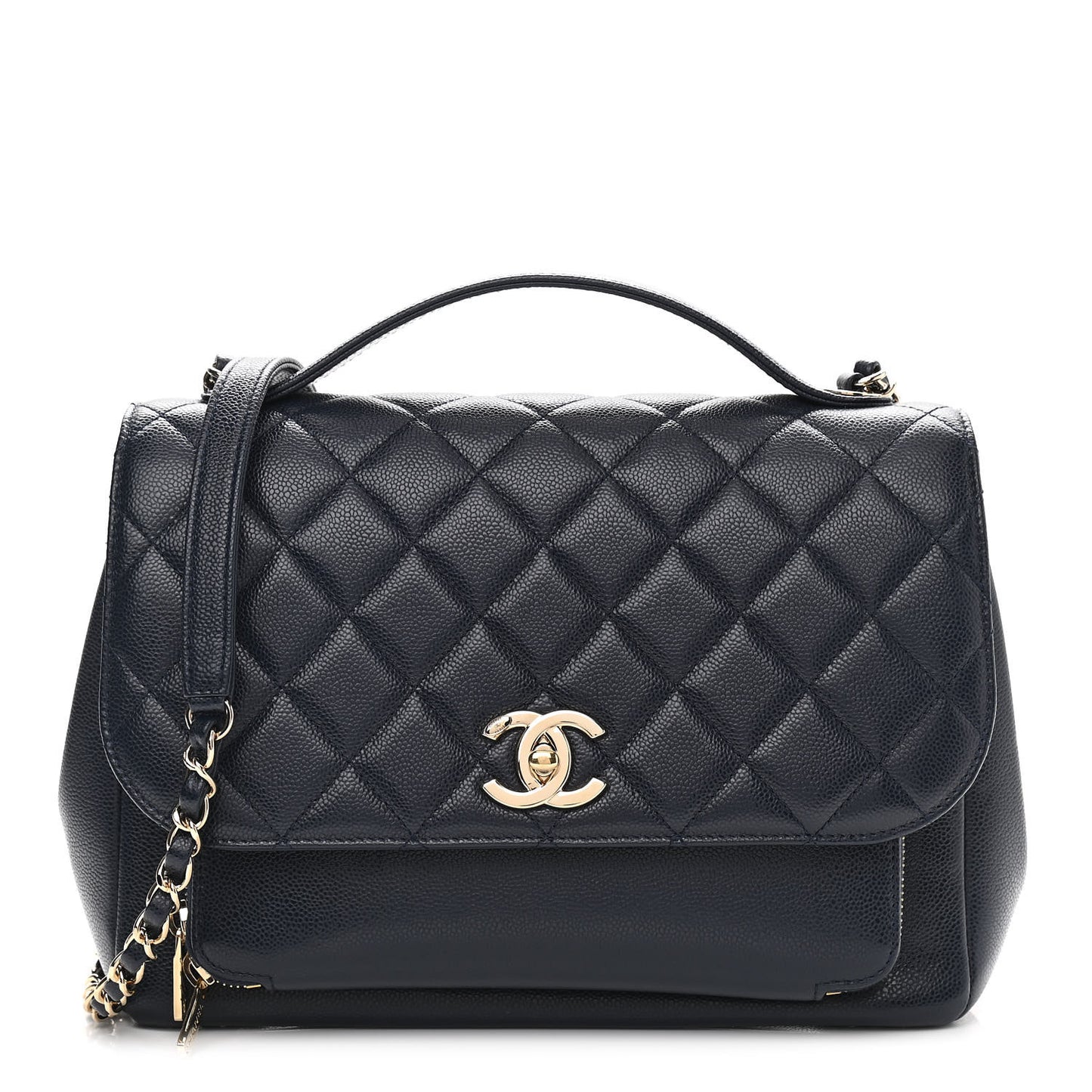 Caviar Quilted Large Business Affinity Flap Navy