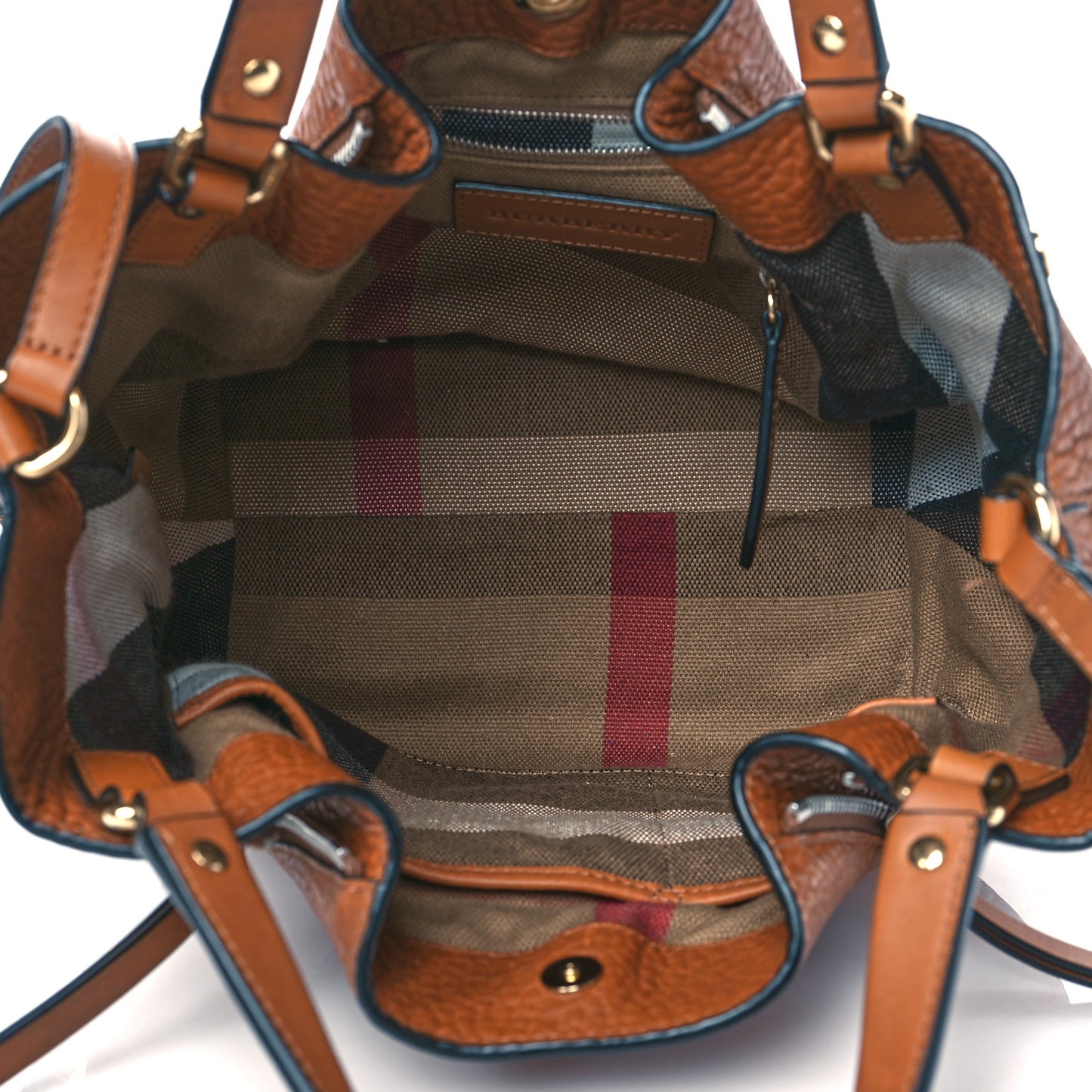 Grainy Calfskin House Check Small Maidstone Saddle Brown