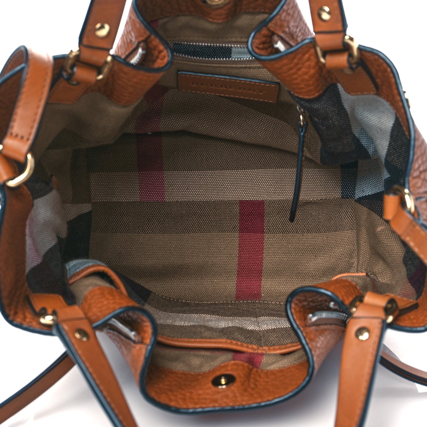 Burberry Grainy Calfskin House Check Small Maidstone Saddle Brown 5 of 12